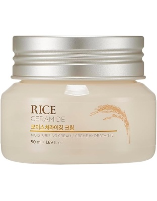 The Face Shop Rice Ceramide Moisturizing Cream - Rice Extract + Rice Bran Oil - Hydrating Targets Dryness, Brightening - Dermatologically Tested - Lightweight Moisturizer Face Cream - Korean Skin Care